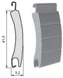 Aluminium lamel BP42RS in doorsnede en in perspectief: 41,5 mm hoog, 9,2 mm dik